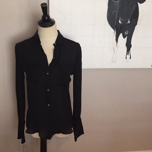 Nili Lotan Black silk button up blouse XS